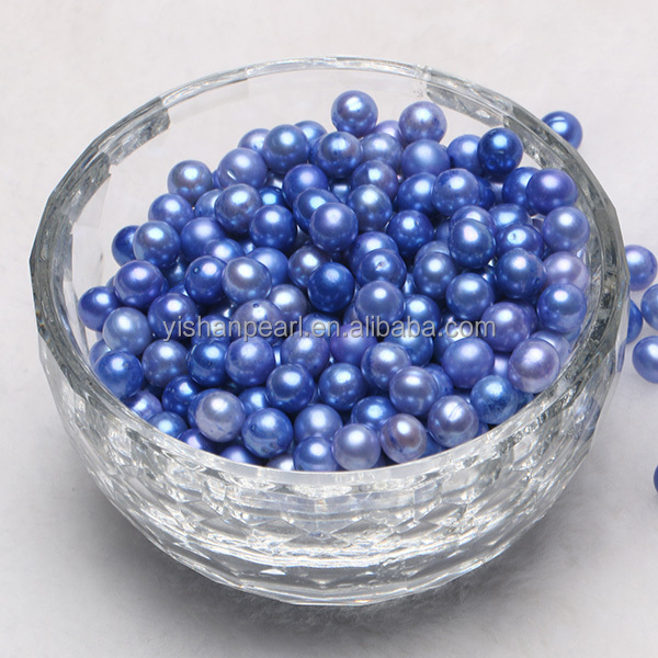7-8mm moda e bonito de alta qualidade rodada hot venda de jóias por atacado AAA solto tingido azul rodada de água doce pérola incrível gif
