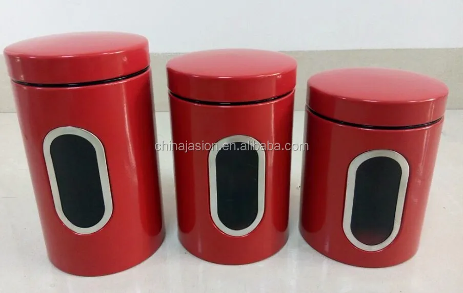 3PC Canister Set Stainless Steel Coffee Tea Sugar Jar Lid Kitchen Storage Black Can
