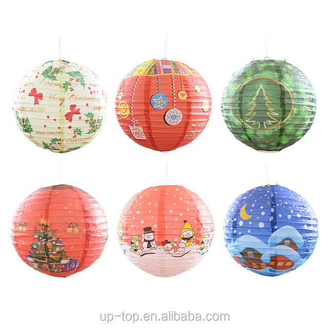 8/"//20cm Snowman Round Paper Lanterns Lamp Shade Xmas Party Christmas