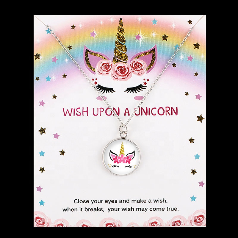 Рождественский подарок, подвеска-Кабошон из нержавеющей стали, ювелирное изделие для женщин, цепочка-чокер с единорогом