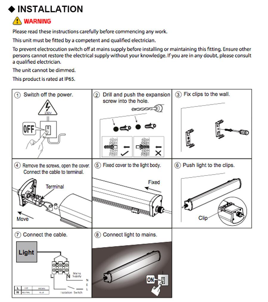 SAA CE ROHS  IP65 40W microwave motion sensor and emergency Led batten light