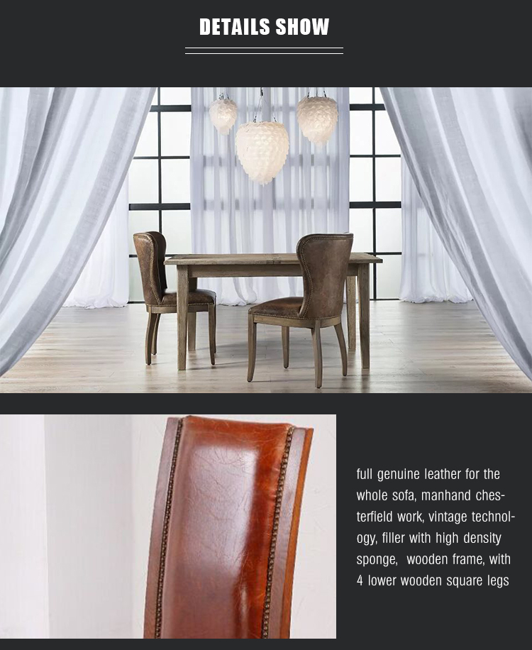 Fashion leather wood chair elegant dining chair high back armless diner chair