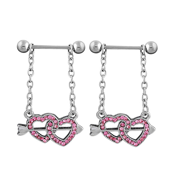Erwachsenen paar Silber Brusthütchen 14Gauge Piercing Barbells Mit Kristall