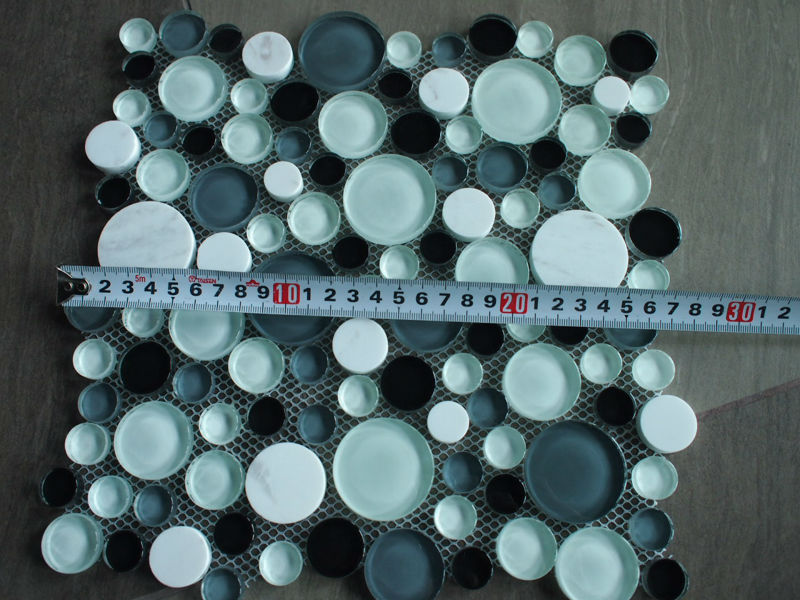 black and white Round Crystal Glass Mosaic