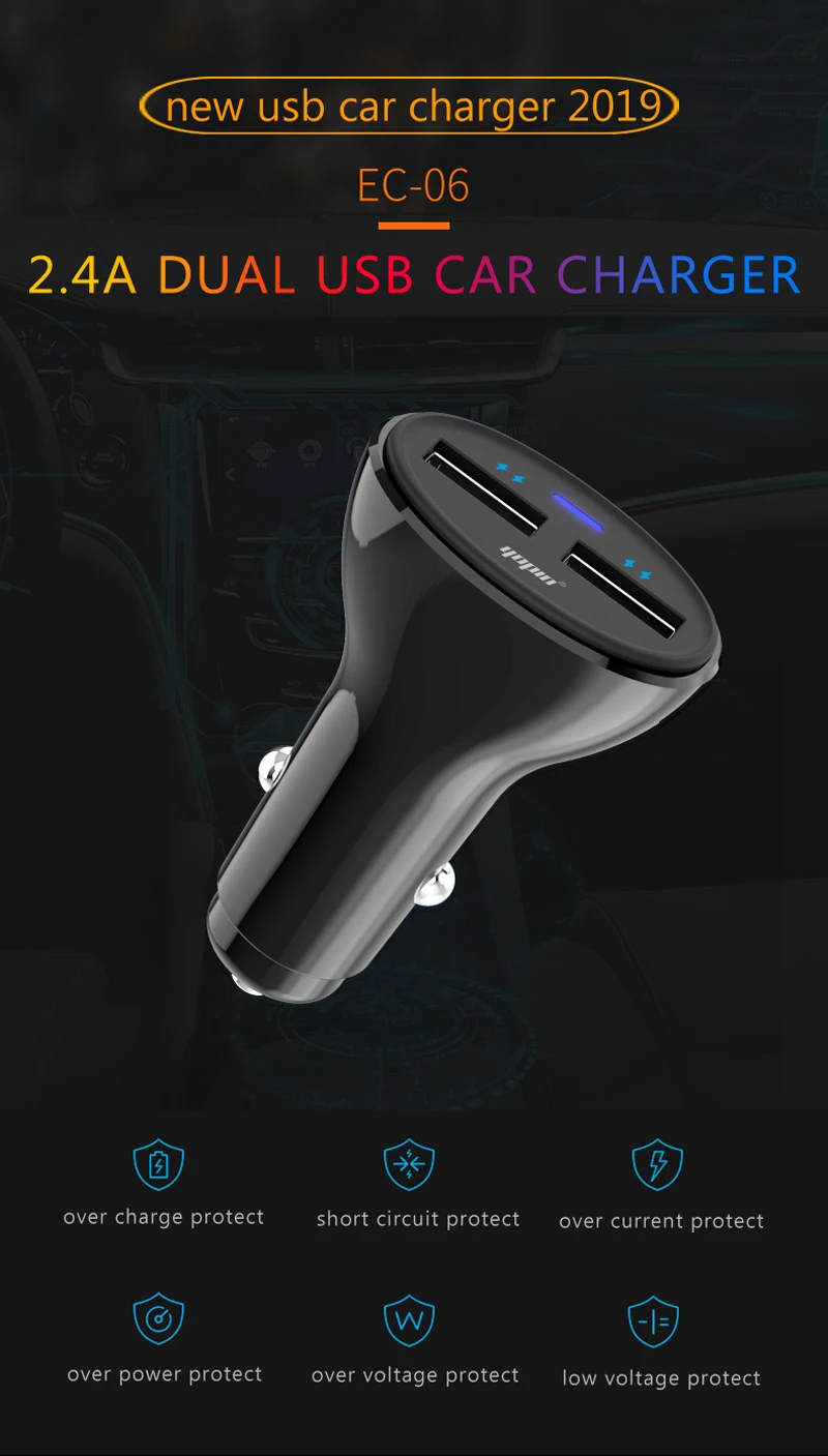 best selling cheap wholesale price 2.4a fast car charger, universal dual usb mobile car charger