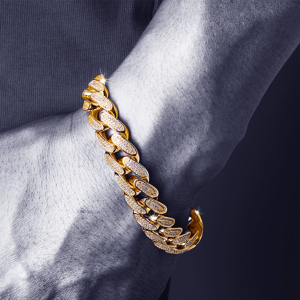 时尚饰品镀18k金925纯银锆石金刚石 (bdd) 链接手链链