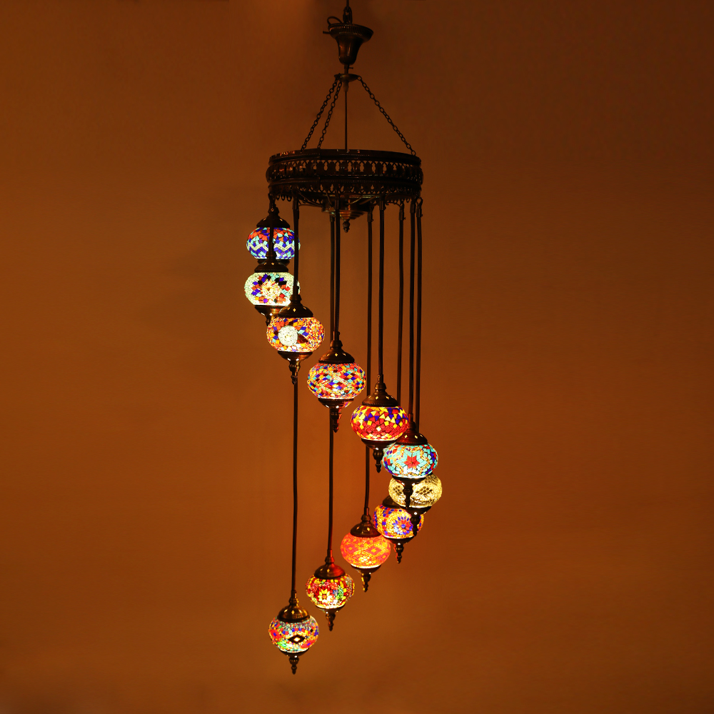 Бренд Evershining Lighting, потрясающий набор из 11 потолочных очков, Потолочные Подвесные дизайны ручной работы, Турецкая мозаичная стеклянная лампа YMA41311