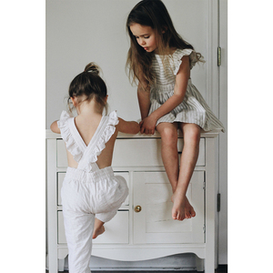 Fashion popular simple design summer soft cotton linen girls dresses organic fabric comfort girls dress