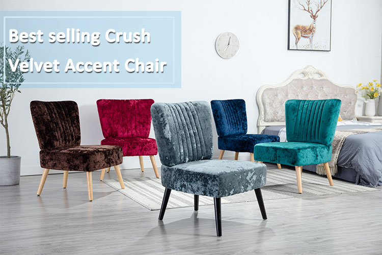 High back fabric with short wooden legs accent chair for  living room