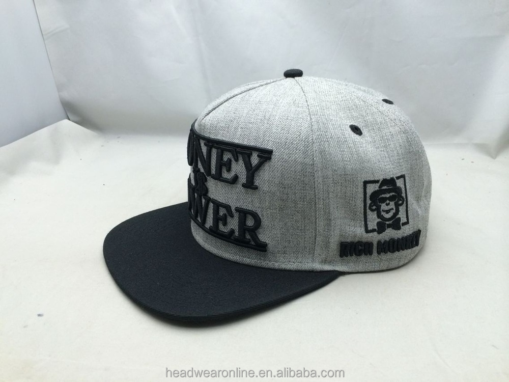 Custom 50% wool snapback hat with 3D embroidery