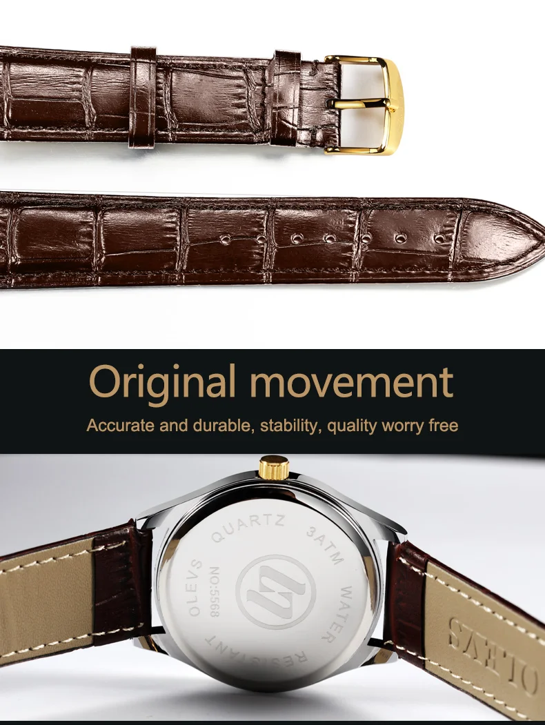 OLEVS 5568 Fashion Casual Quartz Watch Unisex Watch Water Resistant Feature Alloy Case Custom LOGO Watch For Men And Women