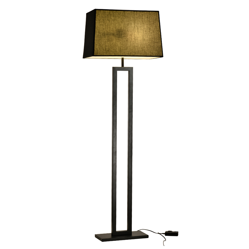 High quality hotel metal black decorative large foot switch design modern double light floor lamp for living room