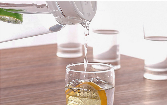Haonai 5pcs glass drinking set 1.L glass water jug with 4 glass tumbler for juice
