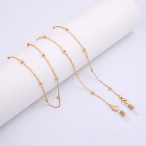 2mm Beads Copper Silver Plating Reading Spectacles Cord Holder Metal Eye Beaded Gold Sunglasses Glasses Chain For Sunglasses