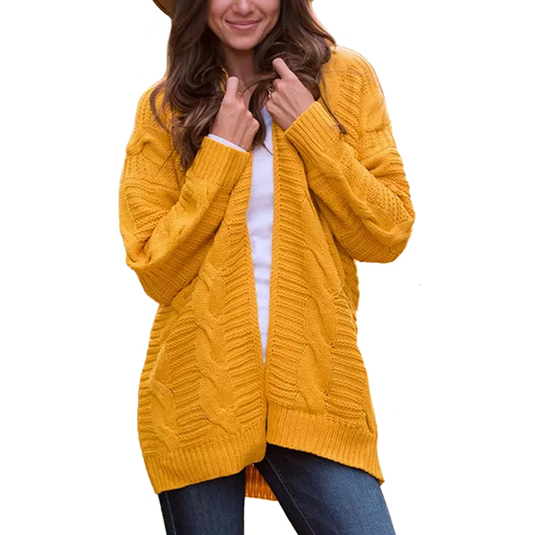 Breathable Fashion Womens Twist School Wear Boyfriend Pocket Open Front Cardigan