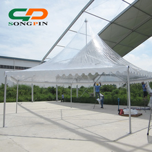 Outdoor diagonal 8m clear roof top aluminum frame PVC fabric hexagon pagoda tent