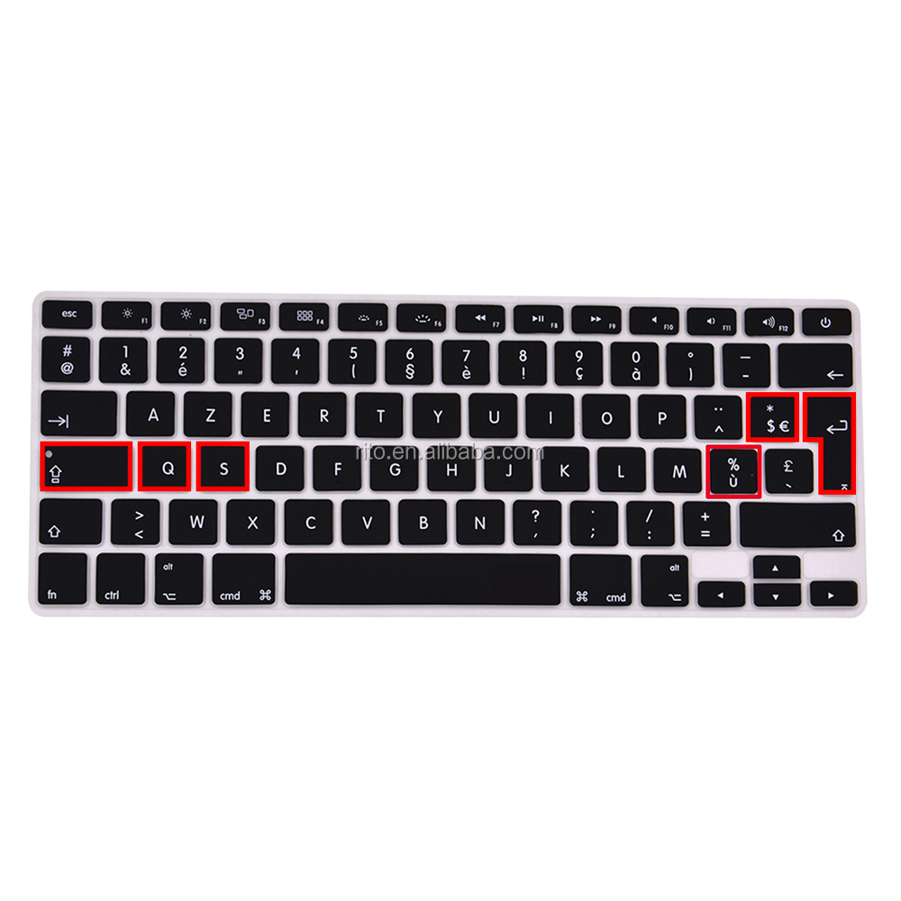 フランス語アゼルティ配列シリコンキーボードカバー、Macbook Air