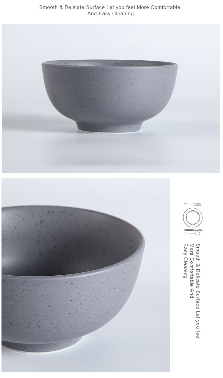 5 Inch Grey Speckled Ceramic Bowl For Rice Salad Soup