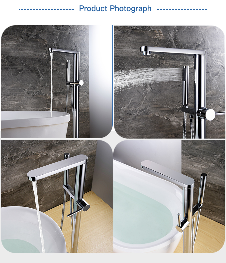 Floor Standing Shower Faucet Mounted Self Bathtub System With Tub Spout Stand Alone Bath Faucets Single Lever Bathroom Rain