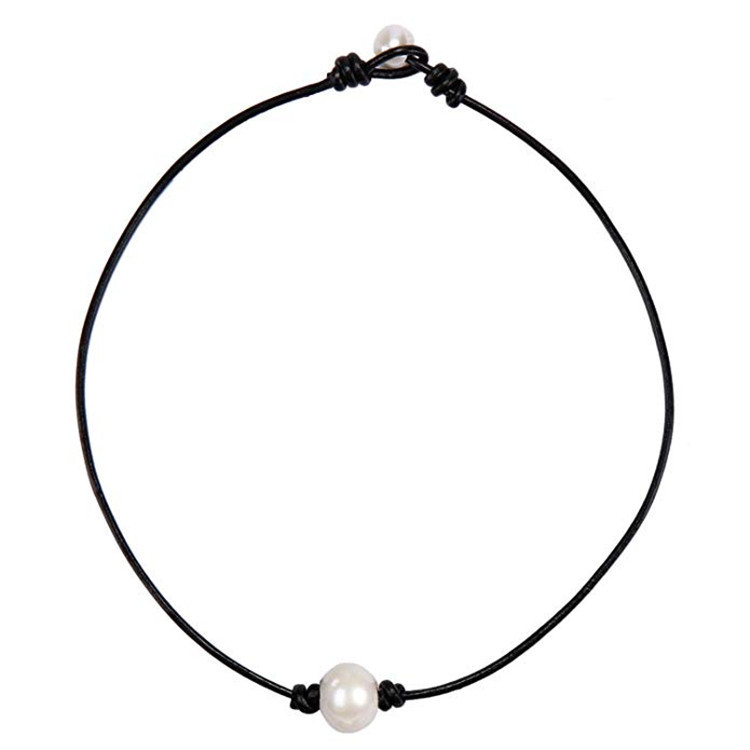 pearls and leather necklace