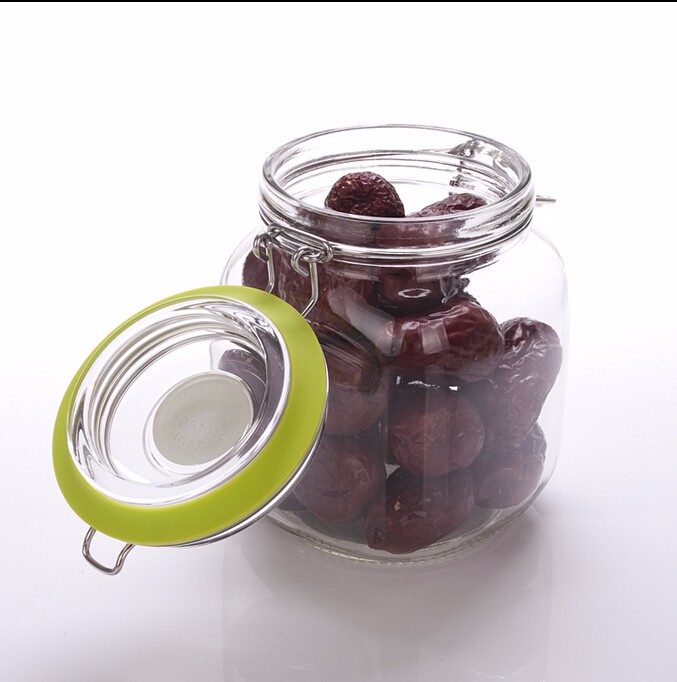 Square Glass Kitchen Storage Canister Jars - Crystal Clear Food Storage Jars With Clear Lid And Bail & Trigger Hermetic Seal