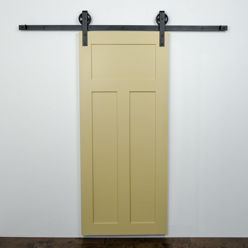 Modern T Design 3-Panel Half Glass Solid Wood Interior Barn Door Slabs With Sliding Door Hardware