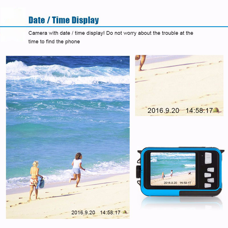 2.7" inch 24MP Dual LCD Screen Compact Digital Camera Waterproof 16x Zoom Video Camcorder Mini Cameras CMOS Micro Camera EU plug