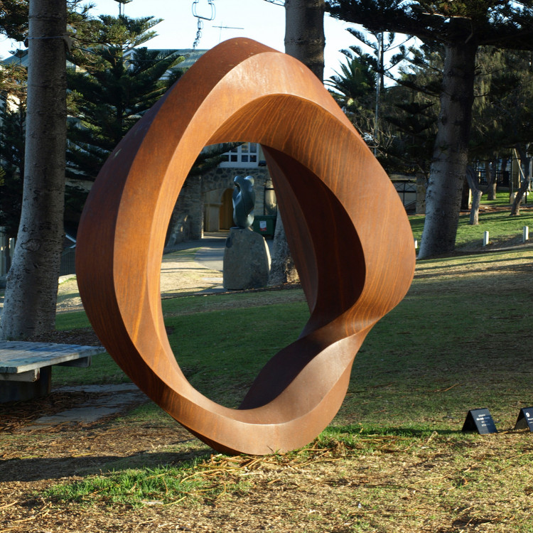定制现代艺术金属圆形雕像 corten 钢雕塑花园