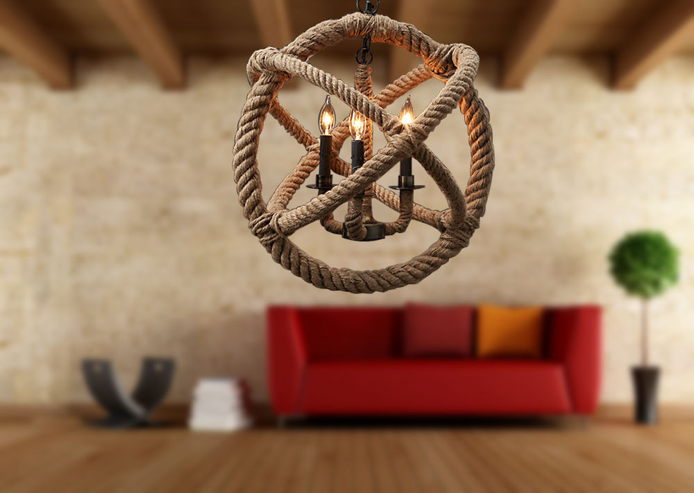 american country style living room furniture /vintage pendant light/rope pendant light
