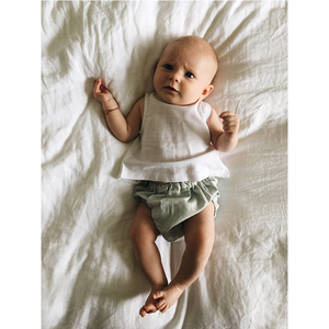 Soft Fabric Two Pieces Linen Baby Clothing Unisex Toddler Top Linen Baby Romper