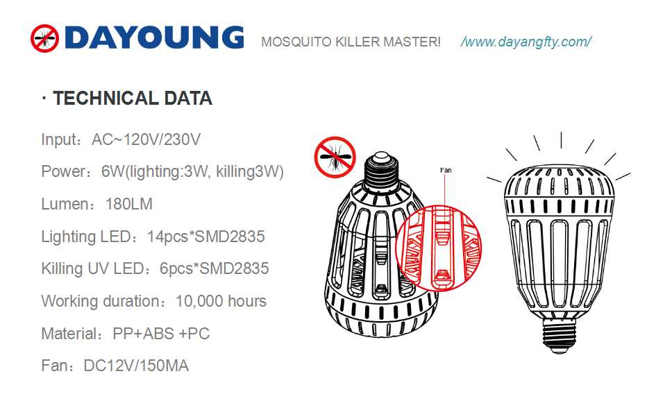 Dayang 2022 NEW INHALATION 2 in 1  LED pest control electric mosquito killer bulb for indoor use