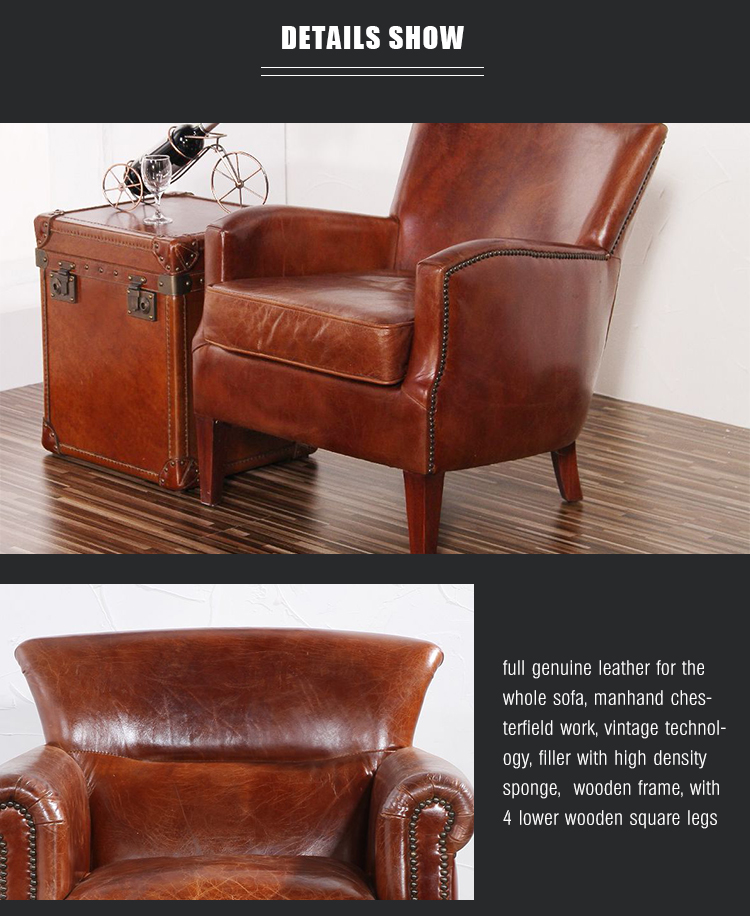 Chesterfield sofa vintage leather tufted luxury living room sofa