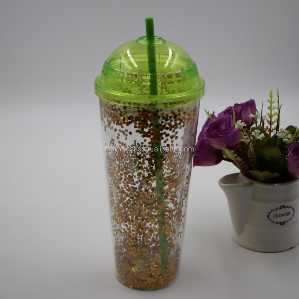 24 унций с двойными стенками купол Топ стакан с крышкой соломы разных цветов
