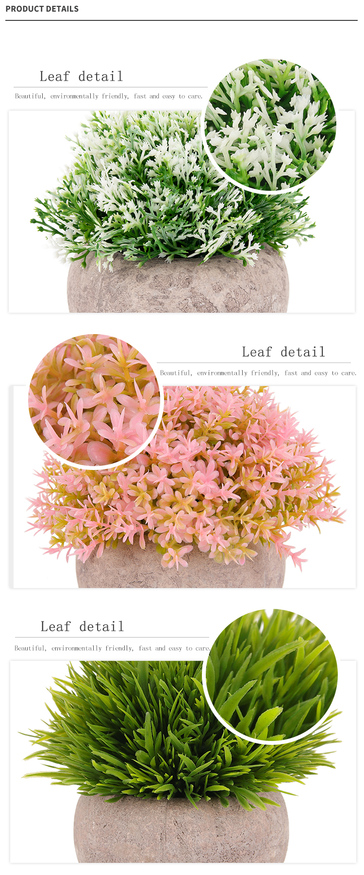 Wholesale small grass bonsai plants decor plastic artificial mini air plants bonsai natural for home decoration, set of 3