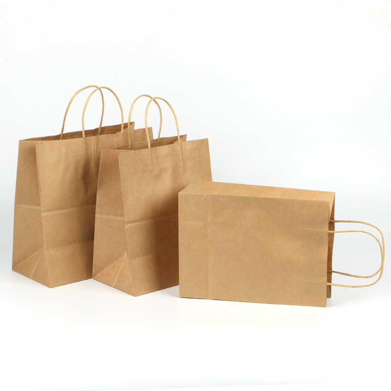 Перерабатываемый импортный пакет из крафтовой белой пищевой бумаги с скрученными ручками или без печати логотипа, поддерживается пакет для забора с низким минимальным заказом