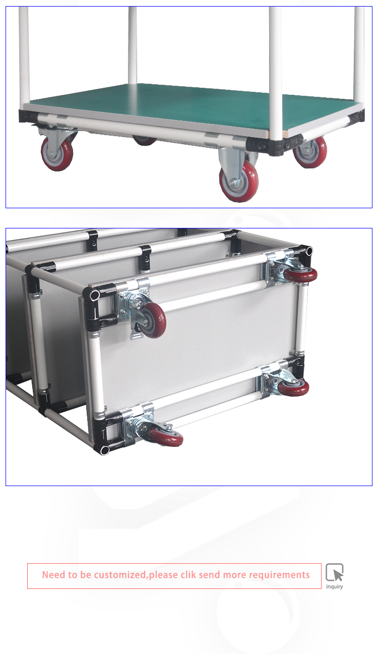 DIYA Industrial totes  lean pipe lean tube Plastic Platform Cart Stainless Steel Crate