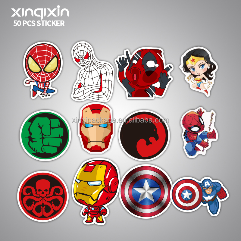 50 шт. супер герой ручной работы Diy стикеры для ноутбука автомобиля телефон велосипеды чемодан мотоцикл ПВХ водонепроницаемый стикер