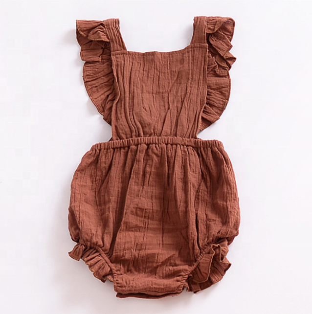 Льняной Детский комбинезон с коротким рукавом, детская одежда, чистые детские комбинезоны