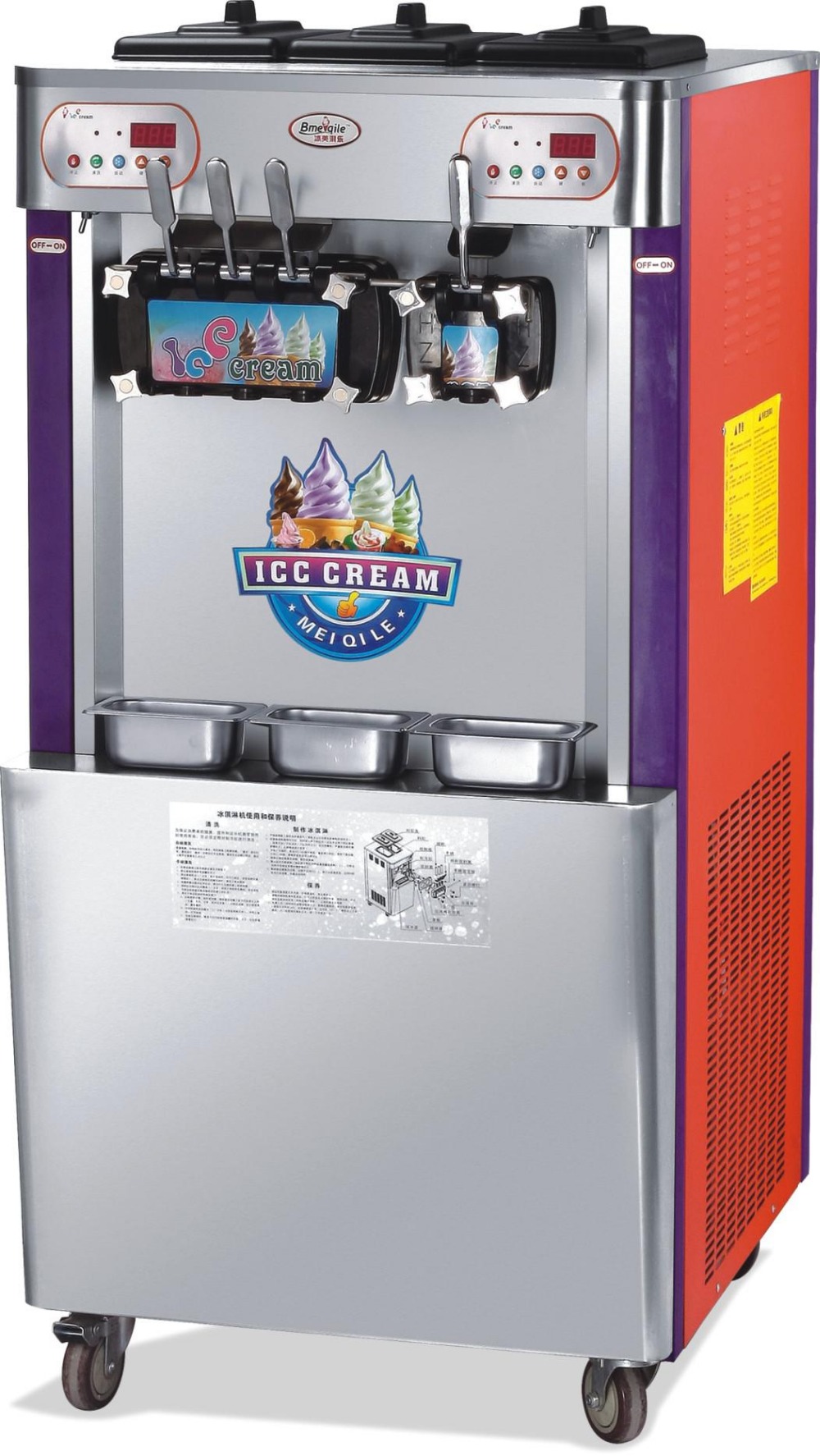 Khác Snack Máy/2 + 1 3 Hương Vị Mềm Ice Cream Giá Máy Điều Khiển Tự Động Iceream Máy