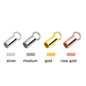 3mm End Tube with Spring Clasp Yellow Gold Vermeil Jewelry Supplies Rose Gold Vermeil Necklace Cord End Clasp 2 Sets