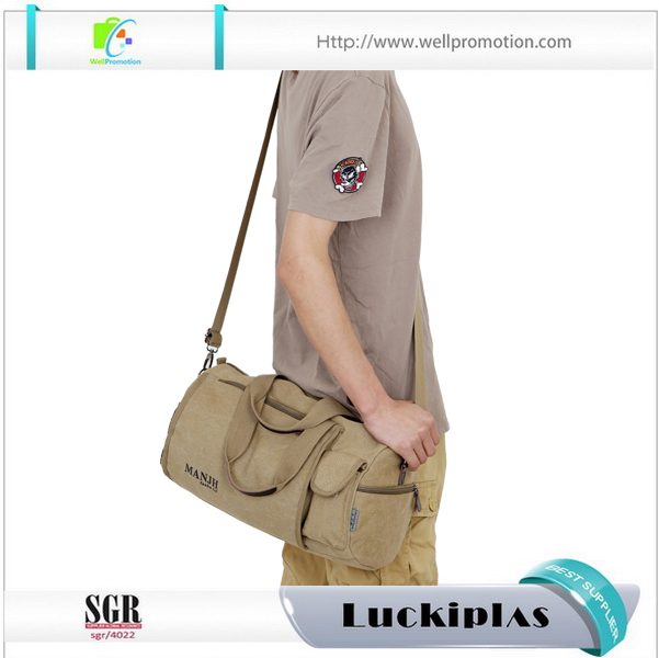 Borsa da viaggio arrotolabile di ultimo stile, borsone rotondo in tela