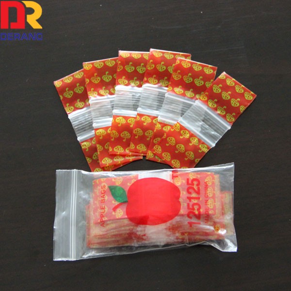 LDPE Mini Apple Baggies Colored Printed Plastic Small Food grade Zip Lock Bags