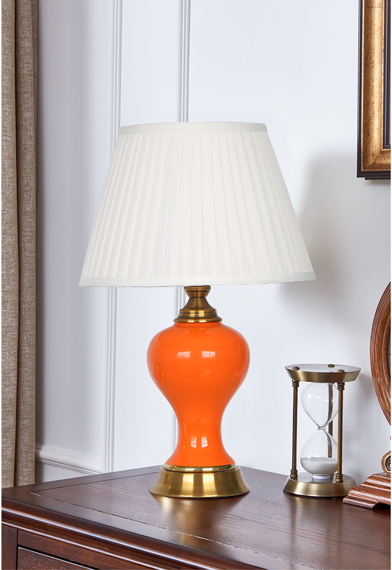 Jingdezhen design table lamp for bedside  classic  ceramic table light with yellow orange for decor in living room E27 holder