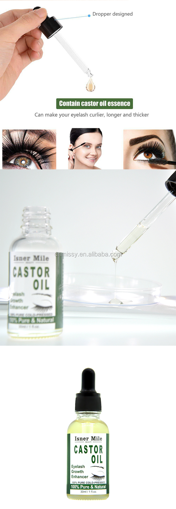100% Pure Castor Oil Organic Hair Growth Oil Eyelashes and Eyebrows and Nails OEM In stock