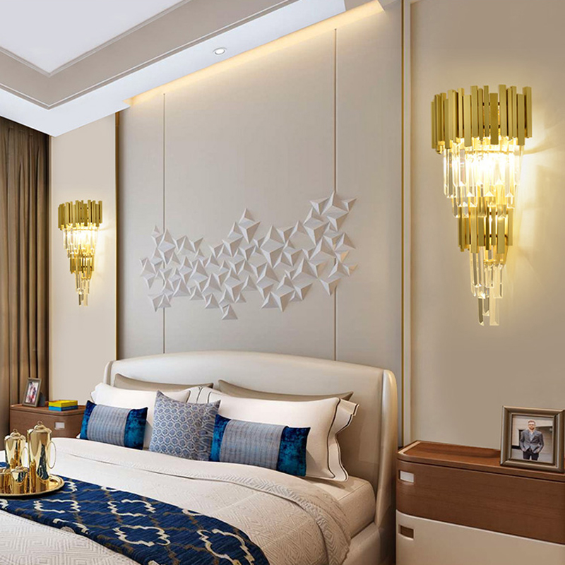 Hot selling double layer crystal hotel wall lamp