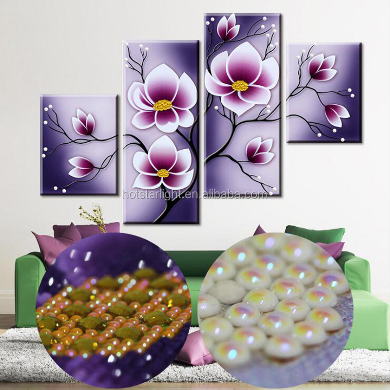 Цветы в новом стиле специально в форме сверла 4 шт. DIY круглых бриллиантов Стразы живопись