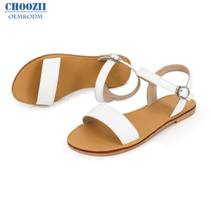 ladies flat white sandals