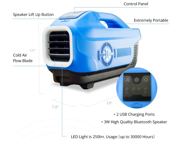Zerobreeze 1100BTU Portable Air Conditioner - Cooling Solutions