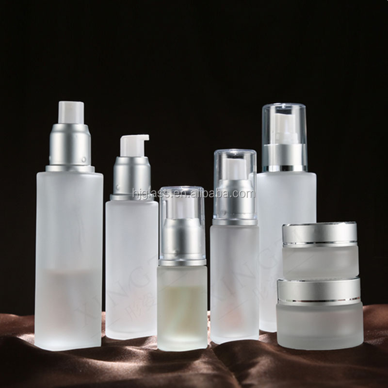 Роскошная матовая стеклянная бутылка для крема, косметическая стеклянная бутылка для распыления, пустая стеклянная бутылка для крема, косметическая бутылка с насосом и крышкой