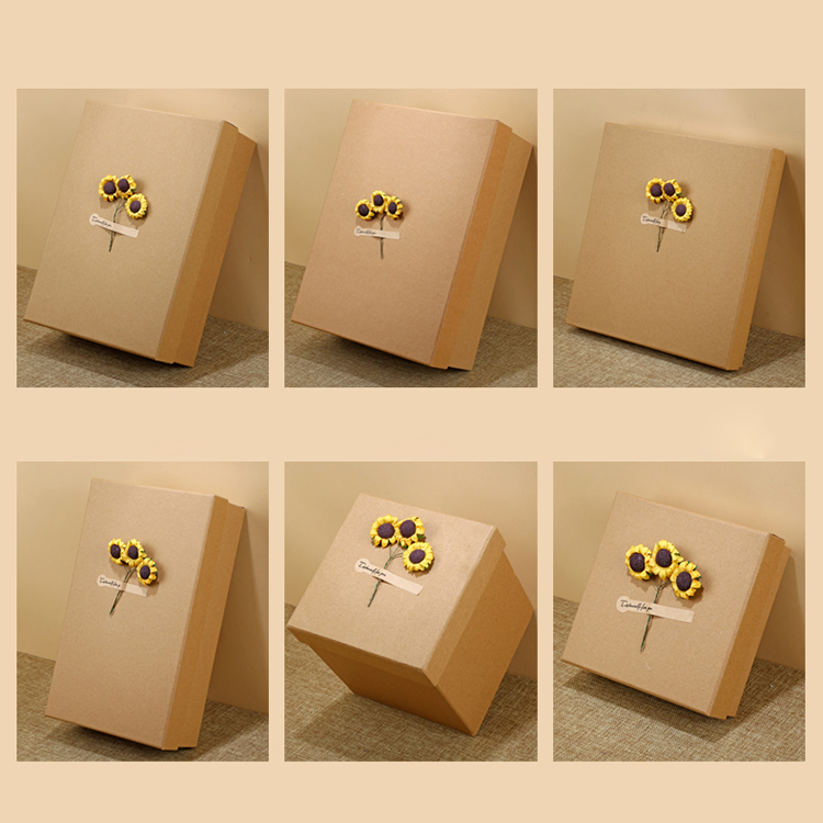 Luxury Packaging Kraft Paper Cardboard Gift Flower Paper Rigid Custom Candle Box with Bag And Separate Lid